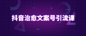 抖音治愈文案号引流课程-构词网