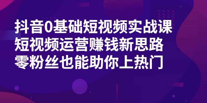 抖音0基础短视频实战课，短视频运营赚钱新思路，零粉丝也能助你上热门-1