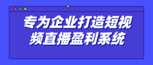 专为企业打造短视频直播盈利系统-构词网